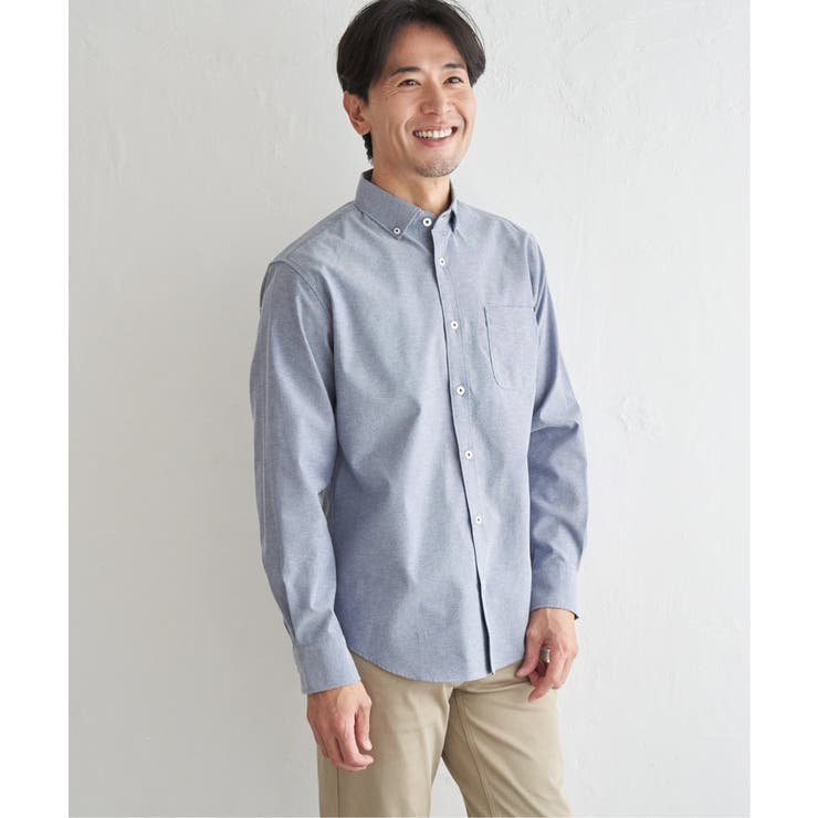 ネイビーブルー | イージーケアソフトOXスイスカラーボタンダウンシャツ | ikka 
