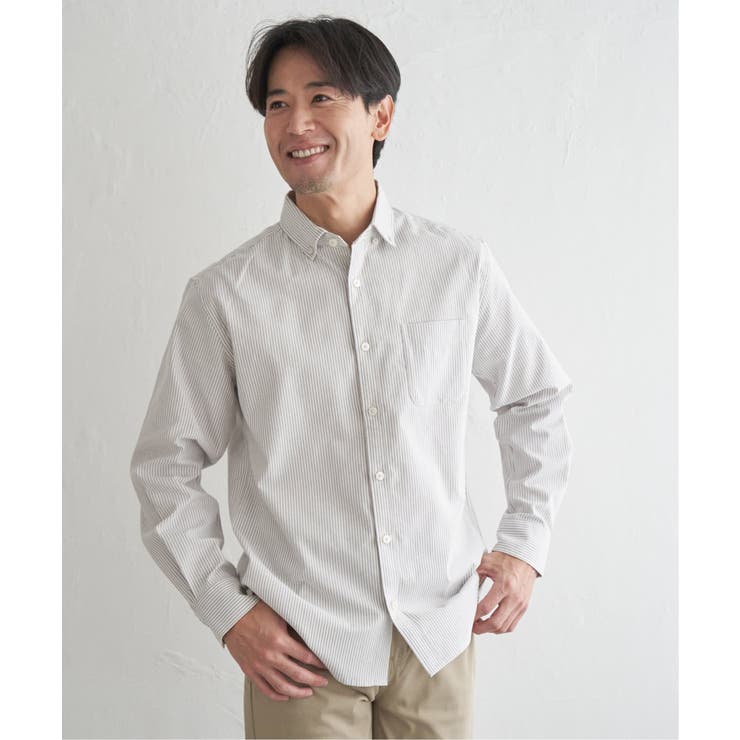 ベージュ | イージーケアソフトOXスイスカラーボタンダウンシャツ | ikka 