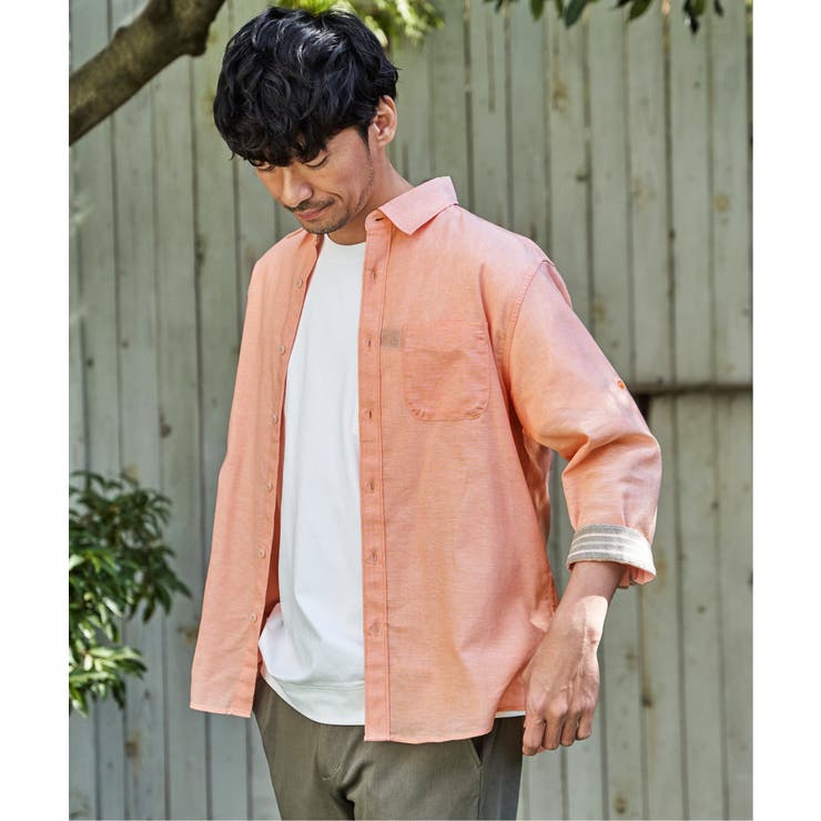 オレンジ | 【吸水速乾】フレンチリネンMIX袖2WAYシャツ | ikka 