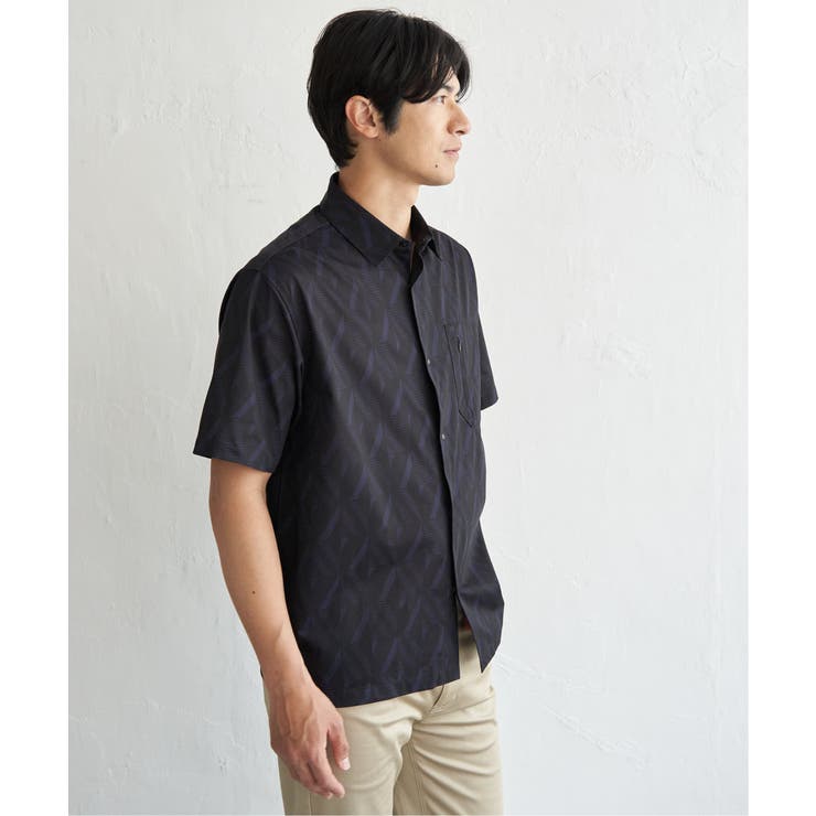 ブラック | 【接触冷感】GOKU楽 AIR冷感シャツ【セットアップ対応】 | ikka 