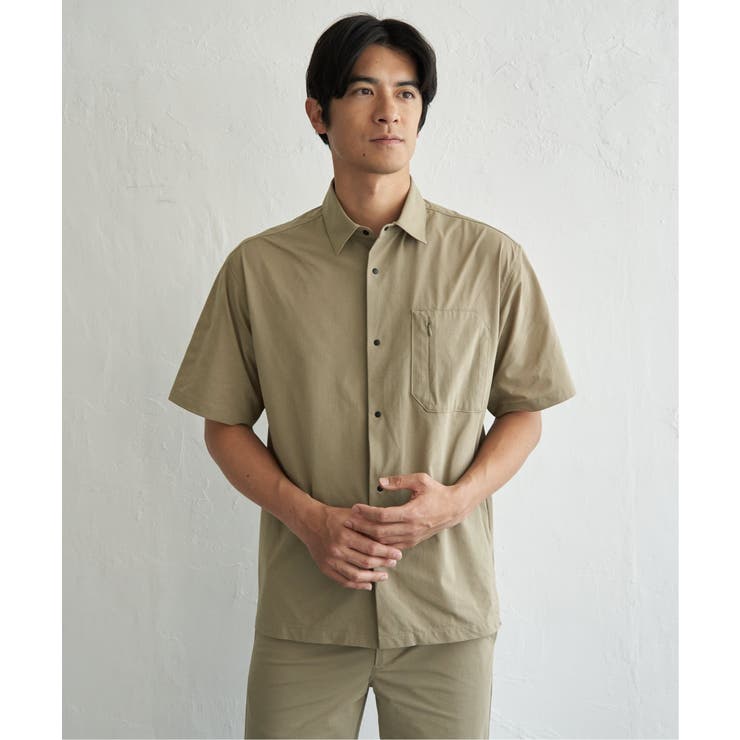 ベージュ | 【接触冷感】GOKU楽 AIR冷感シャツ【セットアップ対応】 | ikka 