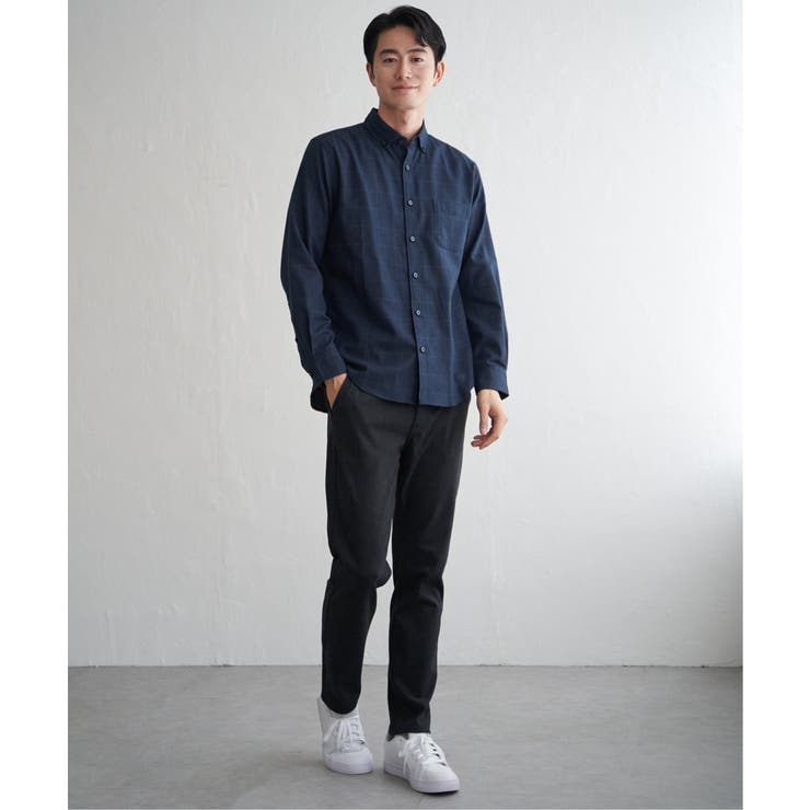 イージーケアネルチェックスイスカラーボタンダウンシャツ | ikka  | 詳細画像7 