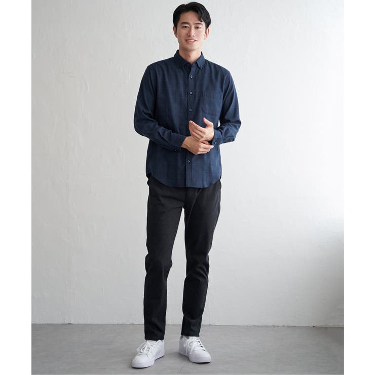 イージーケアネルチェックスイスカラーボタンダウンシャツ | ikka  | 詳細画像8 