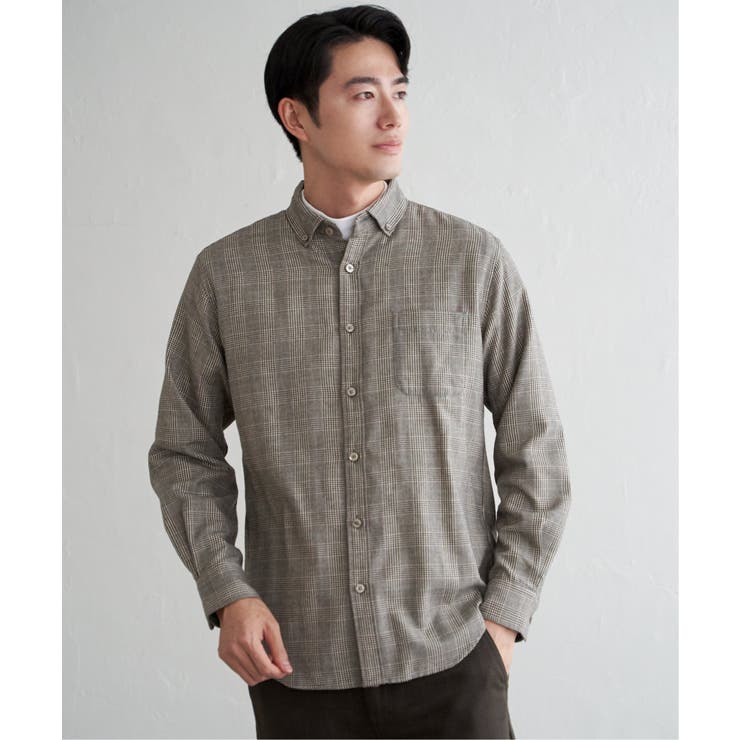 イージーケアネルチェックスイスカラーボタンダウンシャツ | ikka  | 詳細画像9 