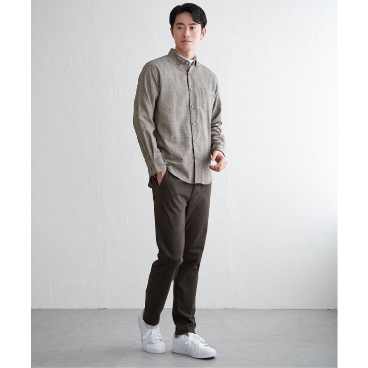 イージーケアネルチェックスイスカラーボタンダウンシャツ | ikka  | 詳細画像10 