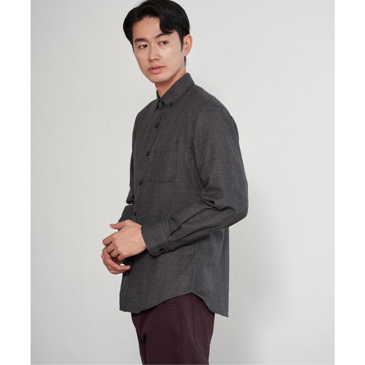 イージーケアネルチェックスイスカラーボタンダウンシャツ | ikka  | 詳細画像12 