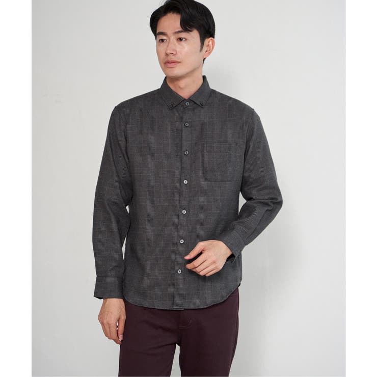 イージーケアネルチェックスイスカラーボタンダウンシャツ | ikka  | 詳細画像14 