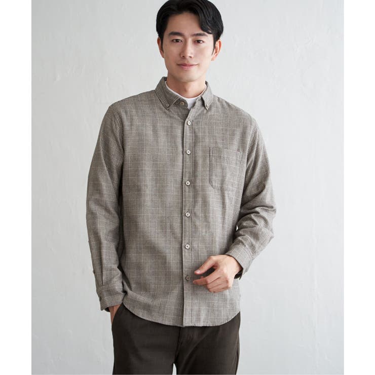 ベージュ | イージーケアネルチェックスイスカラーボタンダウンシャツ | ikka 