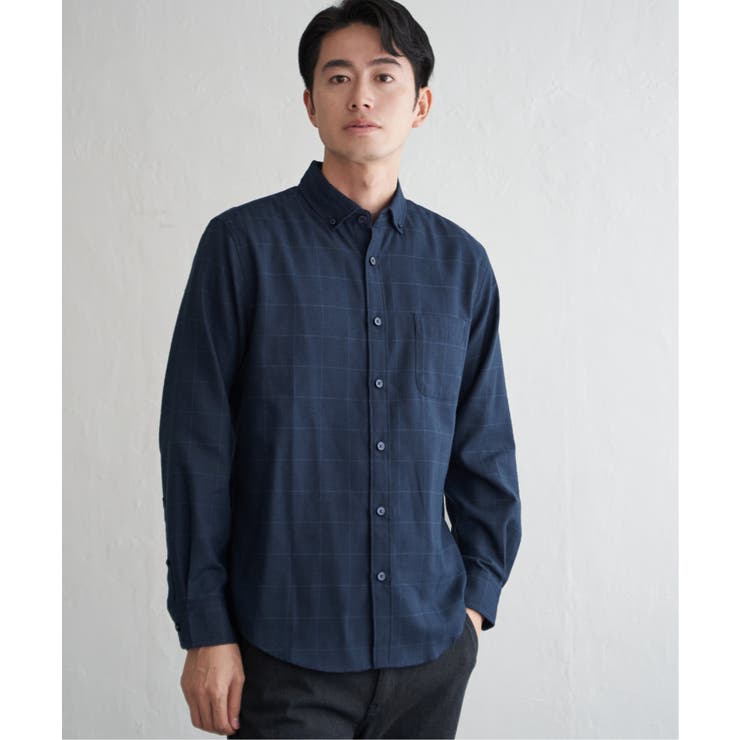 イージーケアネルチェックスイスカラーボタンダウンシャツ | ikka  | 詳細画像6 