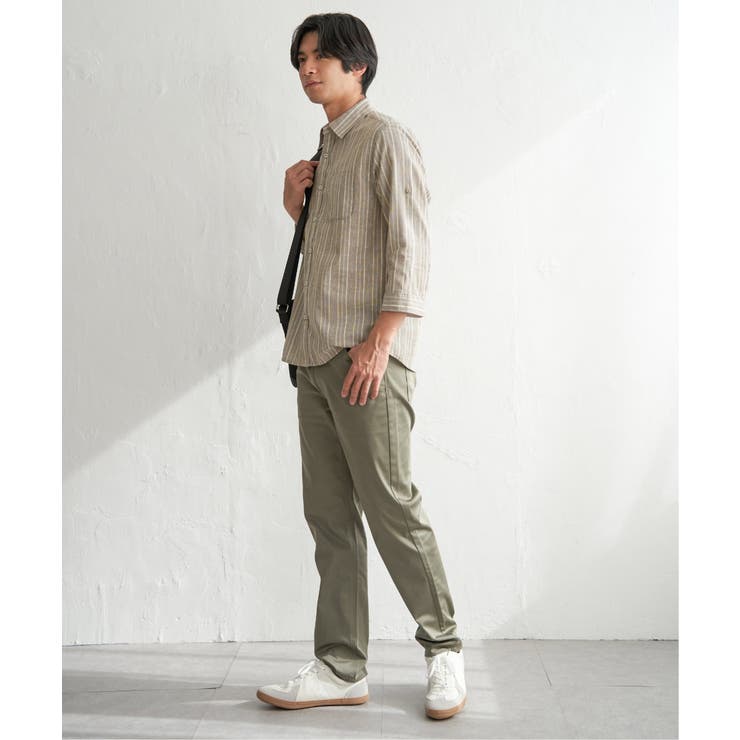 【吸水速乾】フレンチリネンMIX袖2WAYストライプシャツ | ikka  | 詳細画像11 