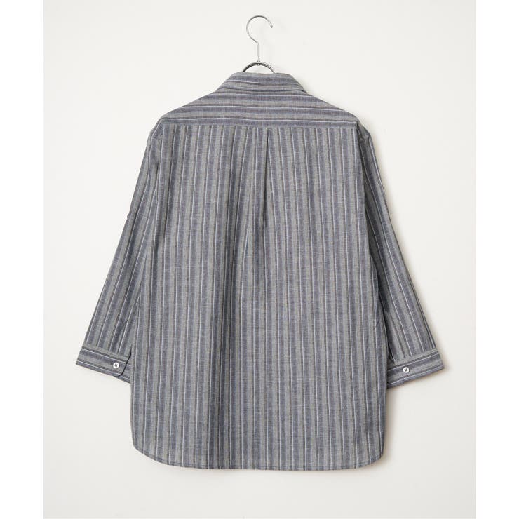 【吸水速乾】フレンチリネンMIX袖2WAYストライプシャツ | ikka  | 詳細画像16 