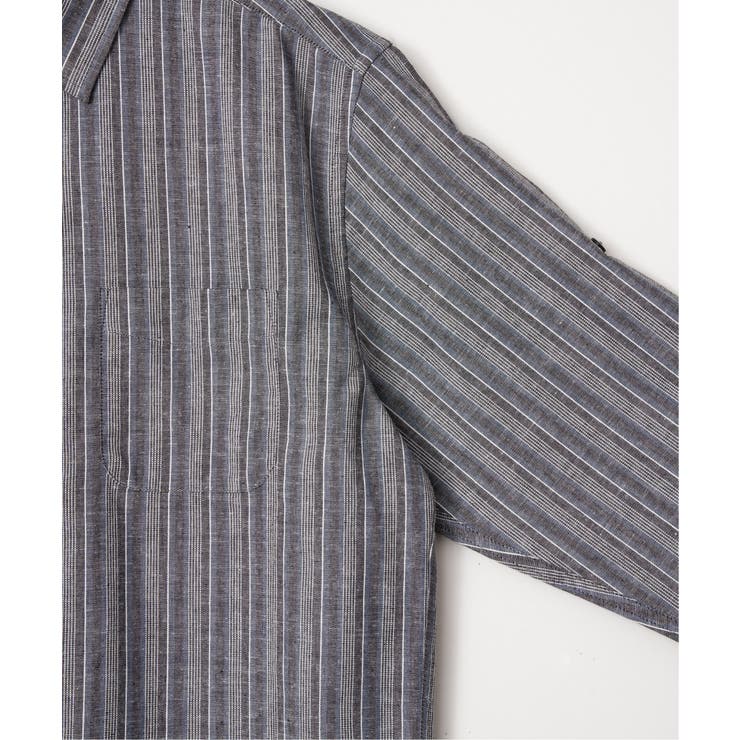 【吸水速乾】フレンチリネンMIX袖2WAYストライプシャツ | ikka  | 詳細画像17 