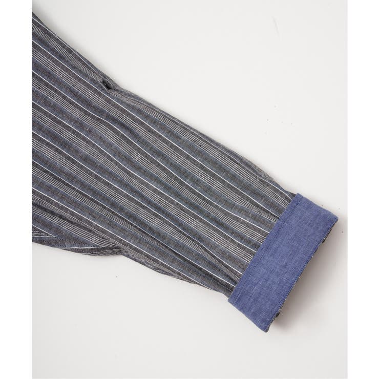 【吸水速乾】フレンチリネンMIX袖2WAYストライプシャツ | ikka  | 詳細画像19 