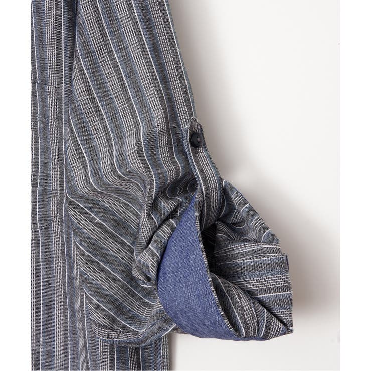 【吸水速乾】フレンチリネンMIX袖2WAYストライプシャツ | ikka  | 詳細画像20 