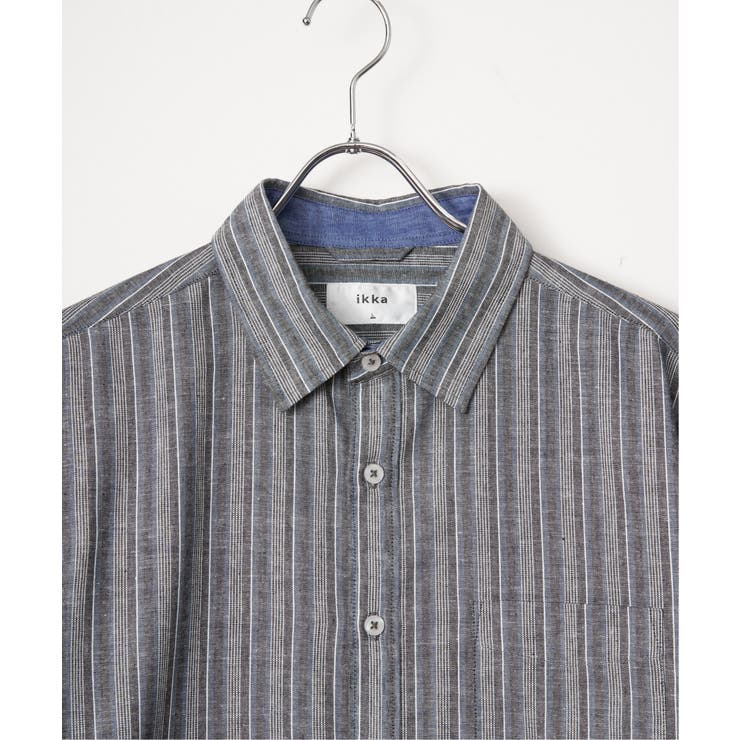 【吸水速乾】フレンチリネンMIX袖2WAYストライプシャツ | ikka  | 詳細画像22 