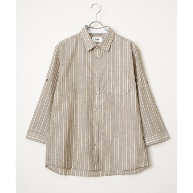 【吸水速乾】フレンチリネンMIX袖2WAYストライプシャツ | ikka  | 詳細画像27 