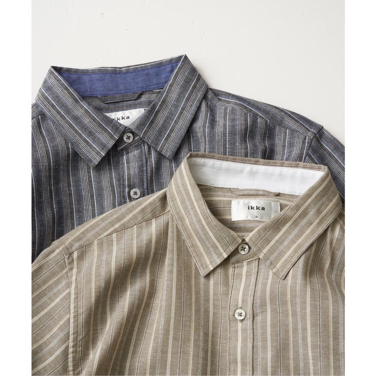 【吸水速乾】フレンチリネンMIX袖2WAYストライプシャツ | ikka  | 詳細画像29 