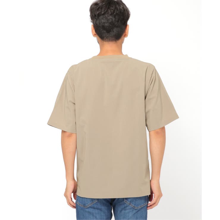 リネンタッチストレッチポケ付きシャツT[品番：IKAW0013492