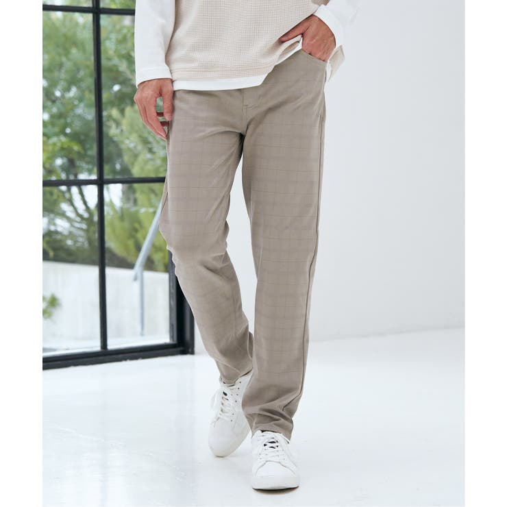 ベージュ | GOKU楽パンツ EASY STRETCH チェック5ポケット | ikka 