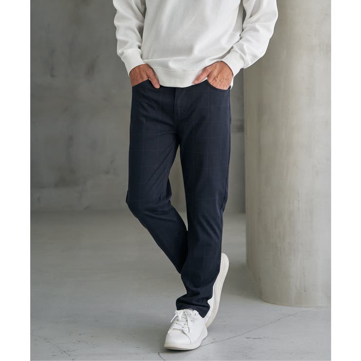 ネイビーブルー | GOKU楽パンツ EASY STRETCHチェック5P | ikka 