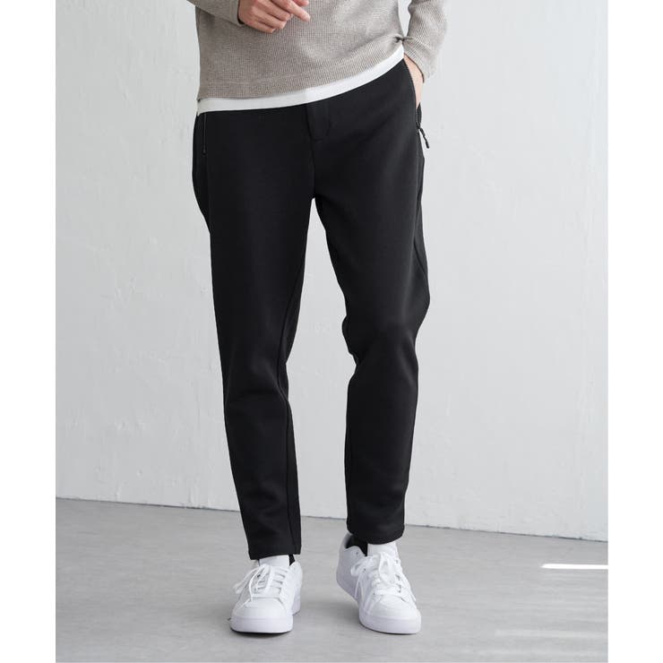 ブラック | 【セットアップ対応】ダブルフェイスカノコジップパンツ | ikka 