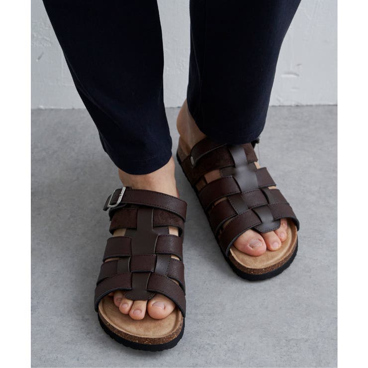 ダークブラウン | 2WAY編み込みトングサンダル | ikka 