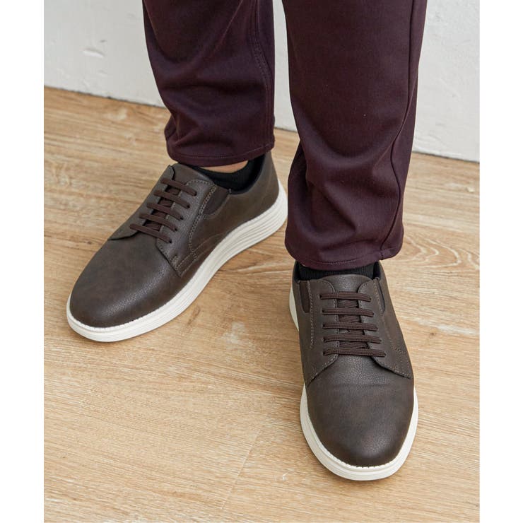 Dkブラウン | レザータッチコンフォートスニーカー | ikka 