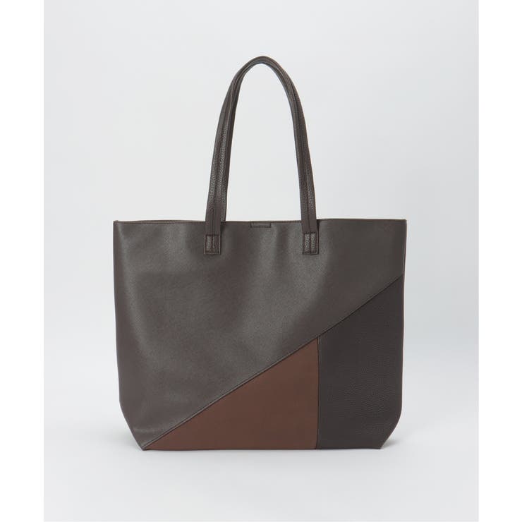 Dkブラウン | PU切り替えトートバッグ | ikka 