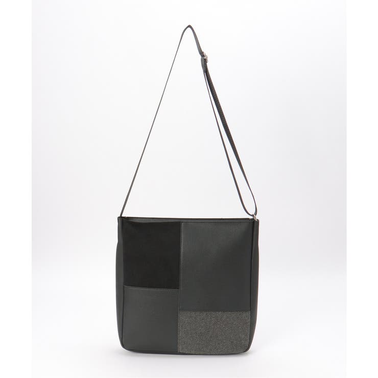 ブラック | 切り替えミックスショルダーバッグ | ikka