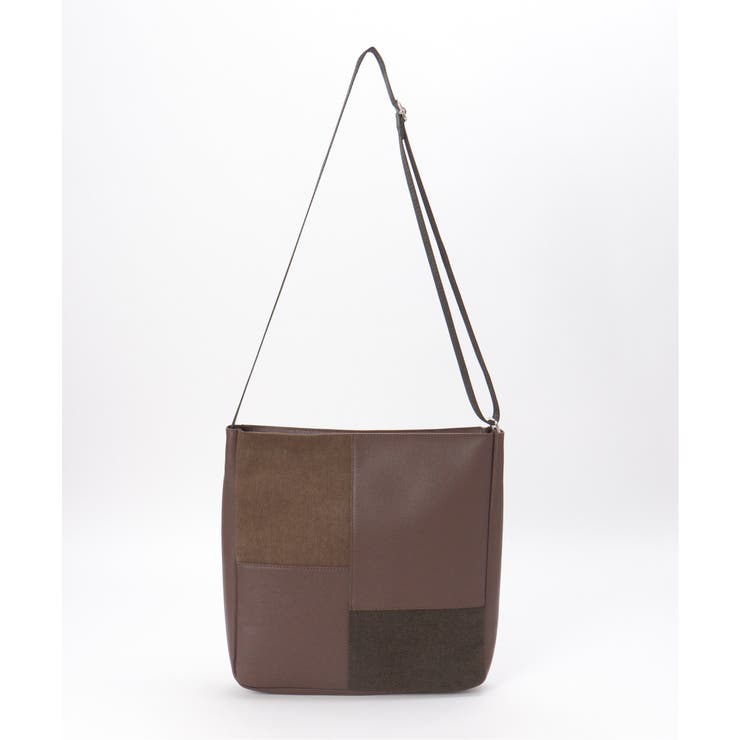 ダークブラウン | 切り替えミックスショルダーバッグ | ikka