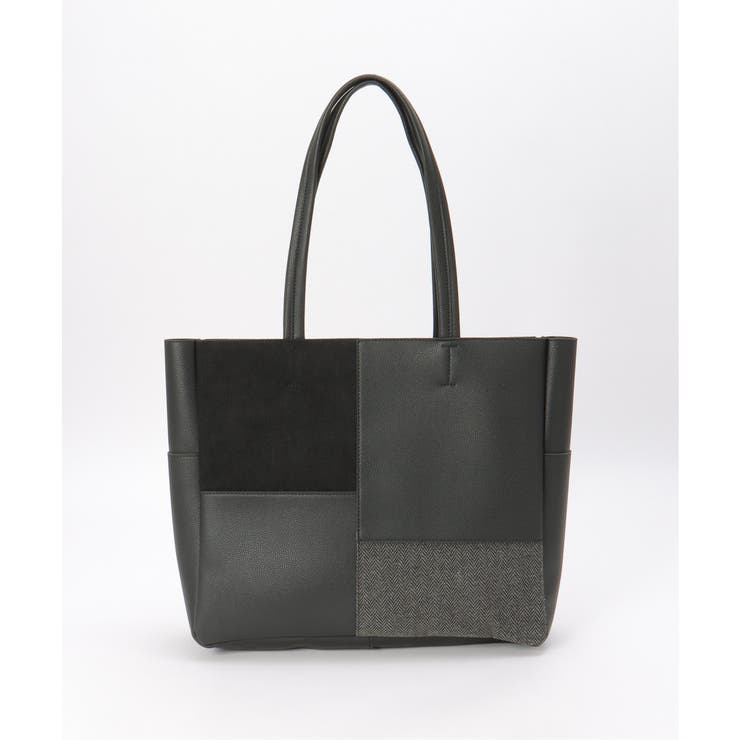 ブラック | 切り替えミックストートバッグ | ikka 