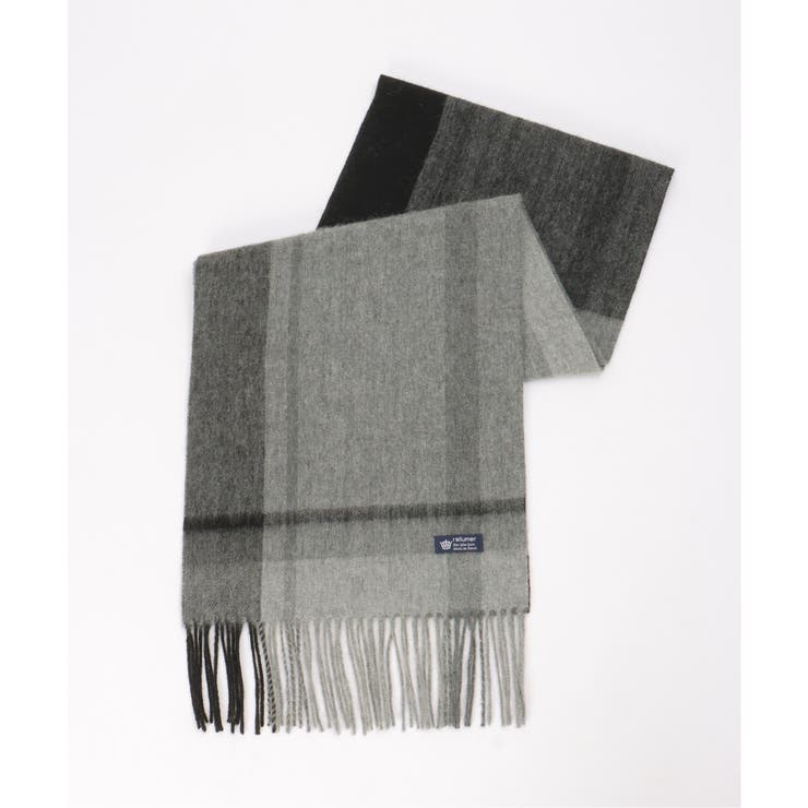 ブラック | ウールパネルヘリンボーンマフラー | ikka 