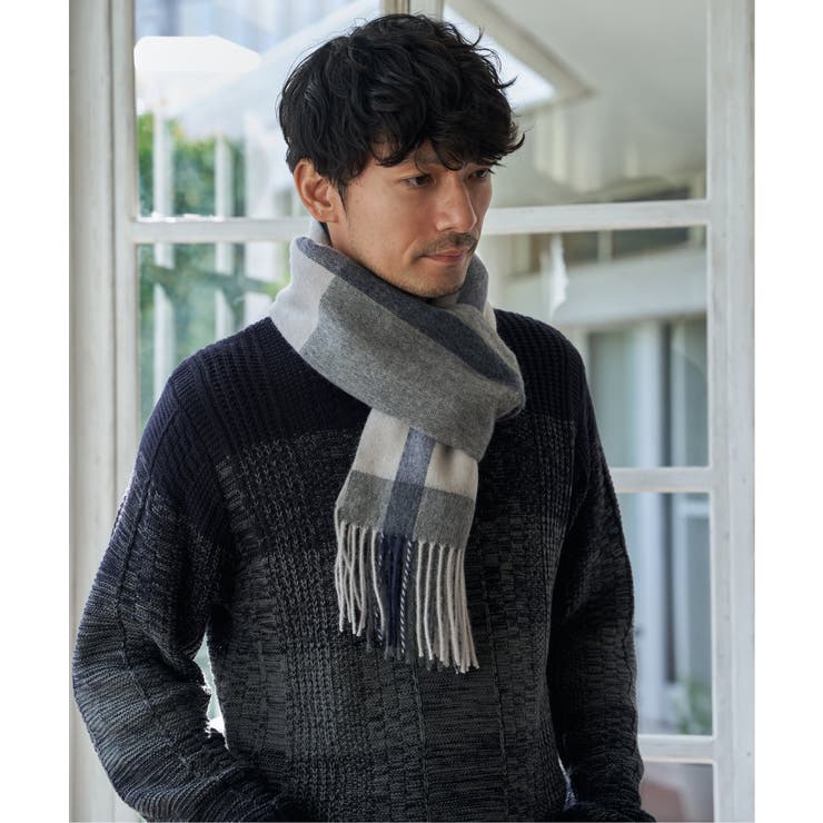 ウールパネルヘリンボーンマフラー | ikka  | 詳細画像2 