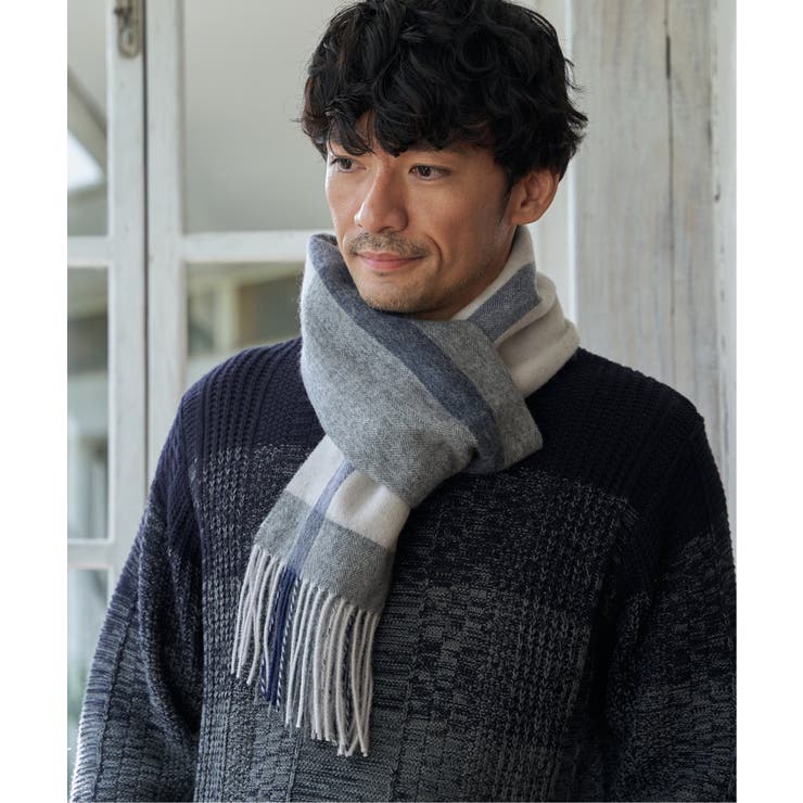 ウールパネルヘリンボーンマフラー | ikka  | 詳細画像3 