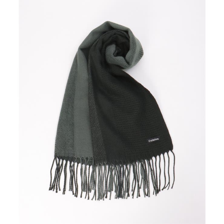 ブラック | 【抗菌防臭】編地切り替えワイドマフラー | ikka 