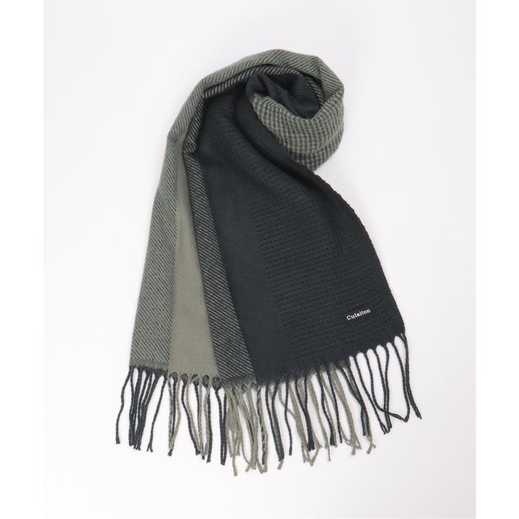 【抗菌防臭】編地切り替えワイドマフラー | ikka  | 詳細画像1 