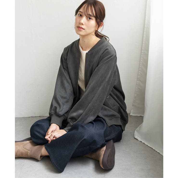 チャコール | 【雑誌InRed11月号掲載】フェイクスエードブルゾン | ikka 