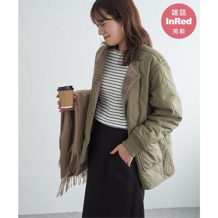 カーキ | キルトファーリバーシブルブルゾン | ikka 