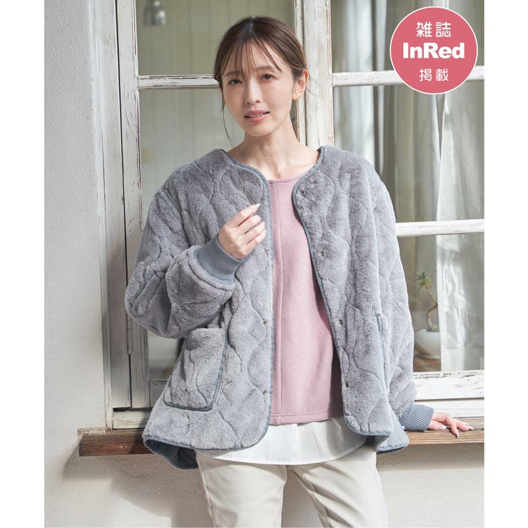 ブルー | キルトファーリバーシブルブルゾン | ikka 