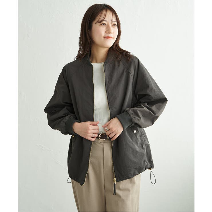 チャコール | ミドル丈リブブルゾン | ikka 