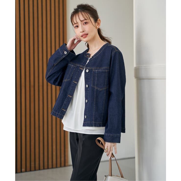 ストレッチデニムノーカラーシャウター【親子コーデ】 | ikka  | 詳細画像7 