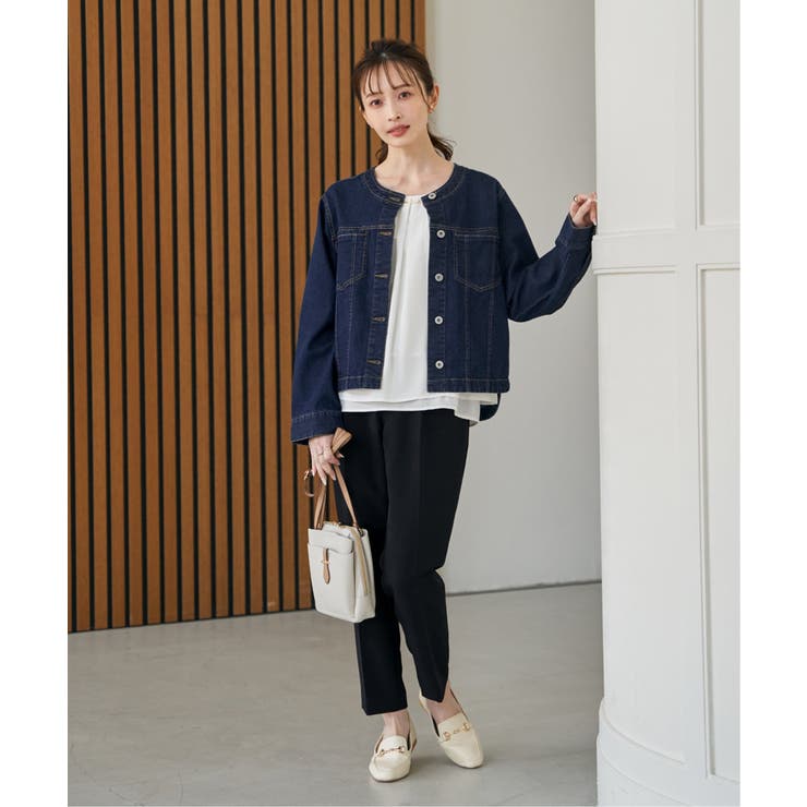 ストレッチデニムノーカラーシャウター【親子コーデ】 | ikka  | 詳細画像10 