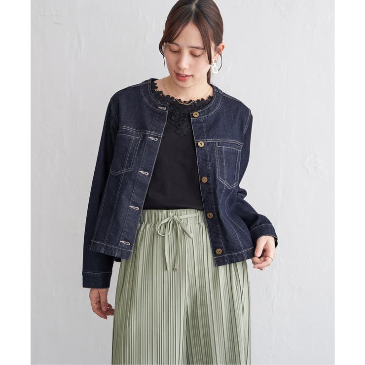 ストレッチデニムノーカラーシャウター【親子コーデ】 | ikka  | 詳細画像11 