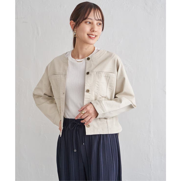 ストレッチデニムノーカラーシャウター【親子コーデ】 | ikka  | 詳細画像21 