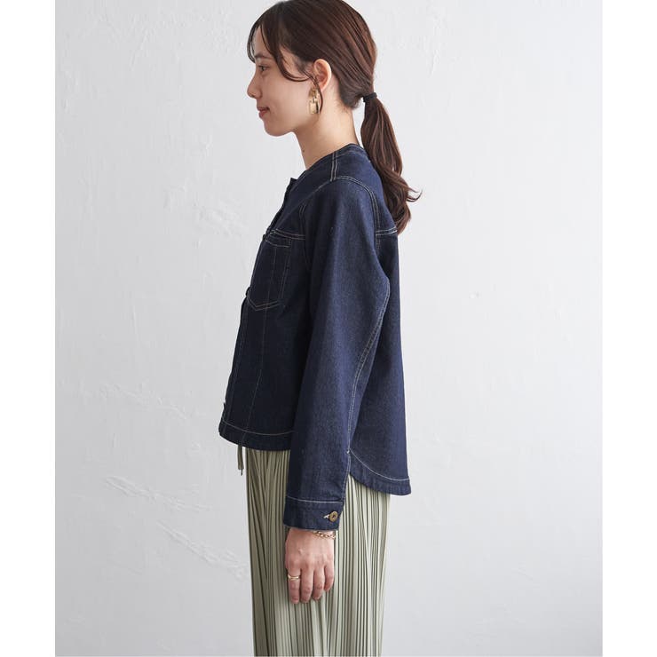 ストレッチデニムノーカラーシャウター【親子コーデ】 | ikka  | 詳細画像24 