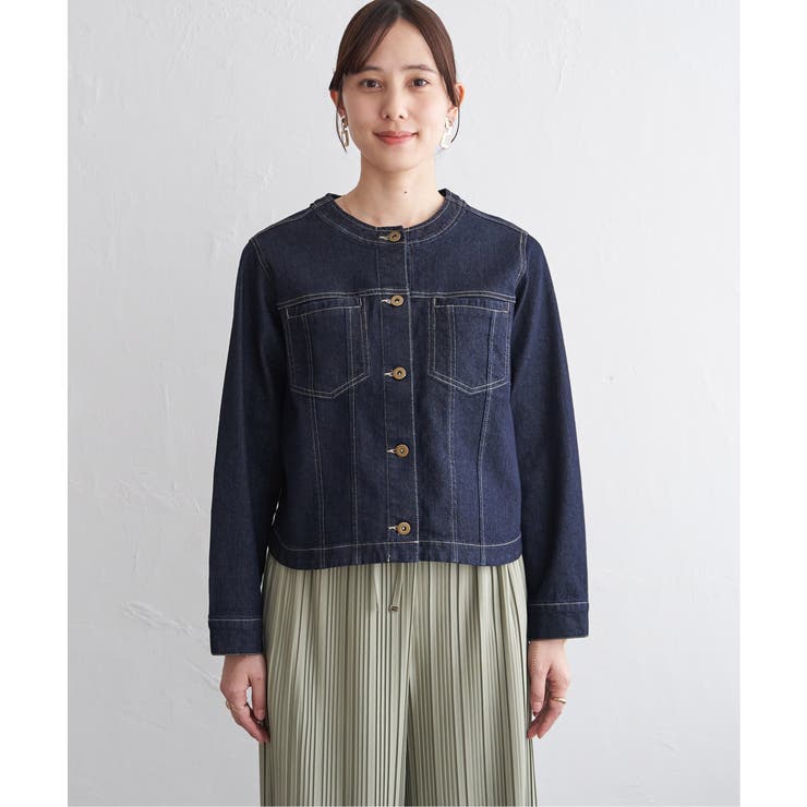 ストレッチデニムノーカラーシャウター【親子コーデ】 | ikka  | 詳細画像26 