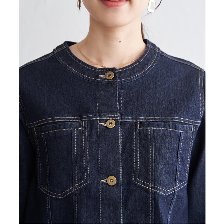 ストレッチデニムノーカラーシャウター【親子コーデ】 | ikka  | 詳細画像30 