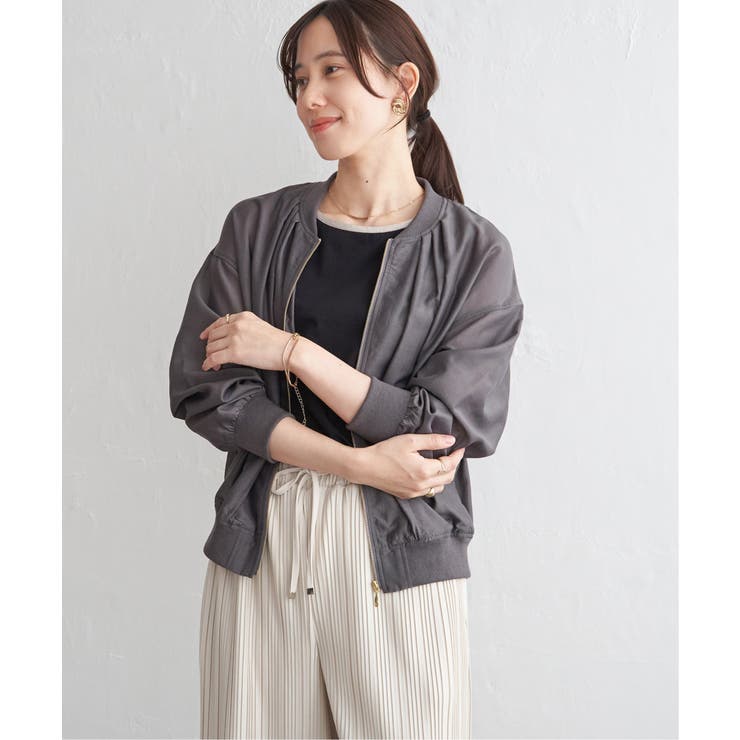 チャコール | シアーリブブルゾン | ikka 