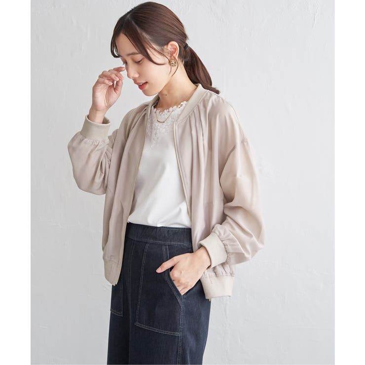 ベージュ | シアーリブブルゾン | ikka 