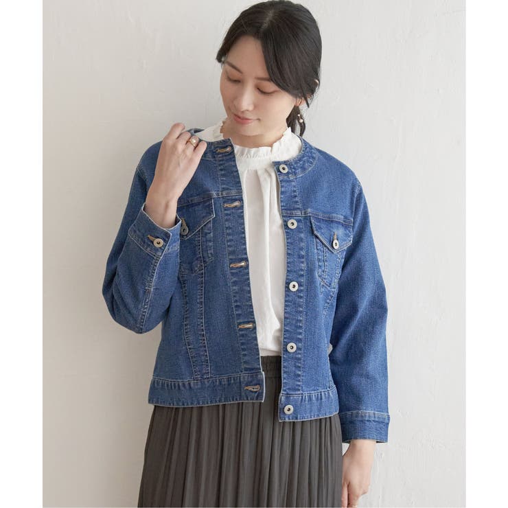 vent blanc ヴァンブラン】11oz デニム ノーカラー ジャケット